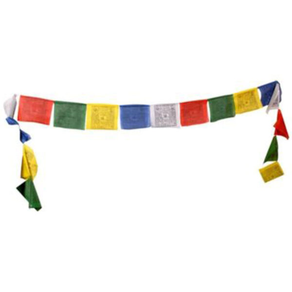 Cordon 10 drapeaux prière tibétains 9 X 9 cm
