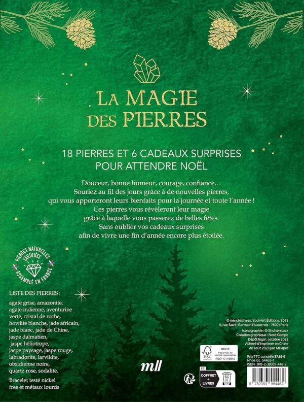 Calendrier de l'Avent - La magie des pierres (coffret): 18 pierres naturelles certifiées et 6 cadeaux surprises pour attendre Noël - Pierres de Lumière