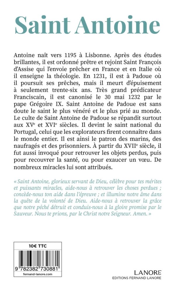 Saint Antoine - Le plus invoqué parmi les saints et le plus présent dans notre vie - Prières, Neuvaines et Litanies - Pierres de Lumière